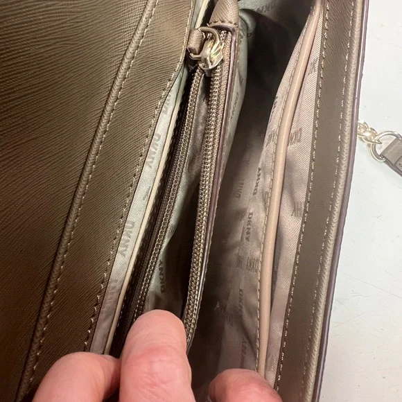 DKNY Brown Crossbody Bag with Chain Strap - Picture 7 of 10
